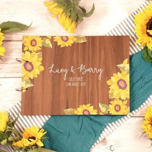 Wedding guest book, guest book, sunflowers, wedding book, wedding guestbook, wooden guest book, guestbook, rustic wedding