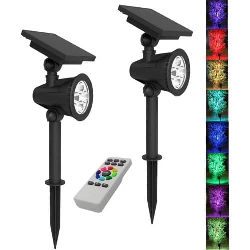 Solar Lights SpotLights Outdoor Color Change Landscape led Waterproof Remote Tree Lawn Garden Yard Driveway Pathway Auto on/Off