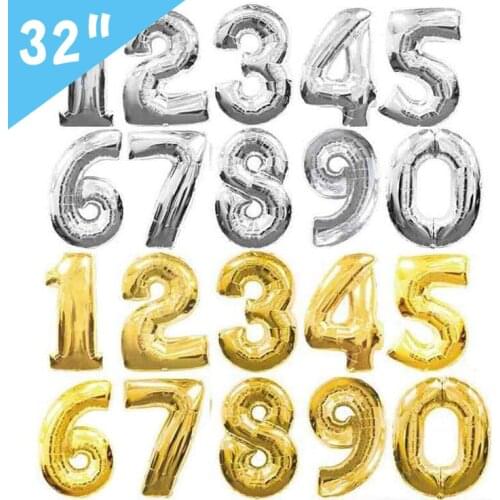 32inch Number Foil Balloons Rose Gold Silver Black Figure Balloon Baby Shower Decoration Wedding Birthday Party Ballon Globos