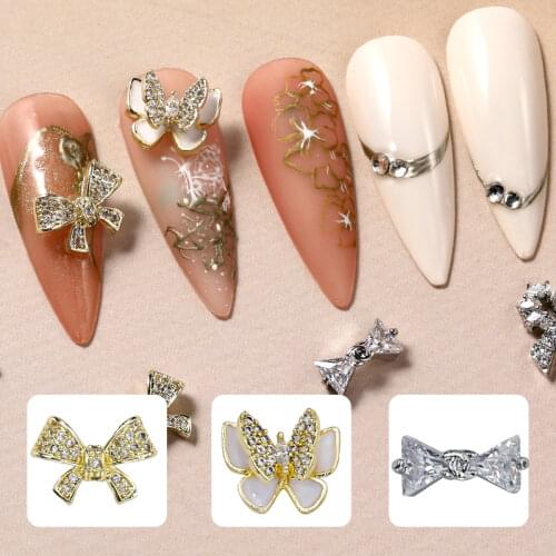 Japanese Korean Light Luxury Bow Tie Lollipop Bow Tie Nail Art Zircon Crystals for Art Decoration Fashion Jewelry Gift Ornaments