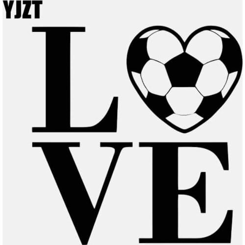YJZT 14.3CM*15CM Love Sport Basketball Football Soccer Car Sticker Vinyl Decal Black/Silver C3-1595