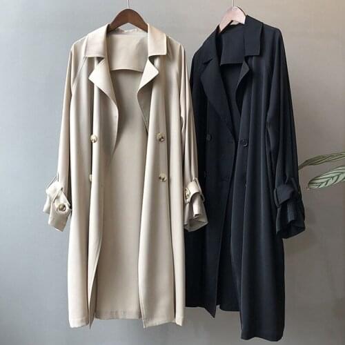 Women Elegant Long Trench Coats Double Breasted Simple Female Trenches New Autumn Office Ladies Overcoats Windbreaker Outwears
