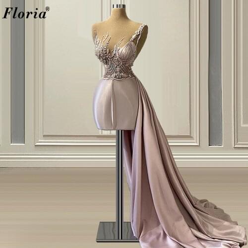 Mini Lavender Prom Dresses 2021 Elegant Arabic Cocktail Party Dresses For Women Haute Couture Evening Gowns Vestidos De Fiesta