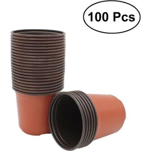 1 Set 100pcs Plasti Grow Box Fall Resistant Tray For Home Garden Plant Pot Nursery Transplant Flower Pots