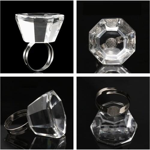 1pc diamond Adjustable permanent Makeup No Divider ink Pigment Holder Crystal Ring Container Cup Eyelash Paint Accessories