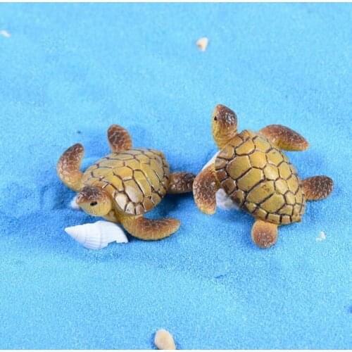 1 Pcs Small Sea Turtle Model Resin Figurines Fairy Garden Miniatures Tank Acessories Terrarium Landscape Decoration Artificial