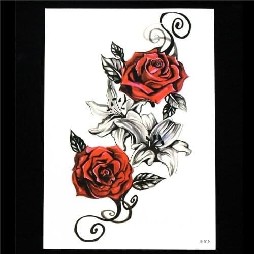 1 Piece DIY Body Arm Art Tattoo Women Men Decal HB516 Rose Flowers Picture Design Temporary Tattoo Sticker Waterproof Decoration