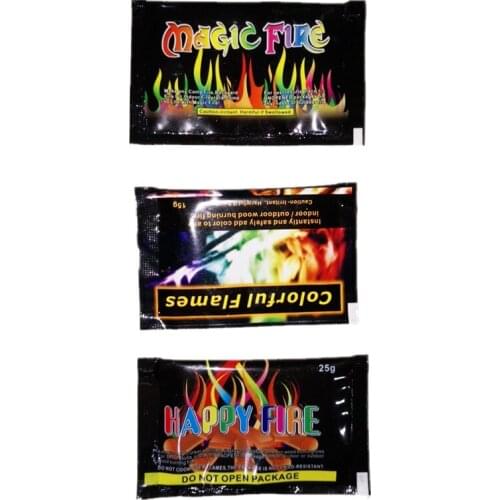 10g/15g/25g Colorful Flames Powder Bonfire Sachets Pyrotechnics Magic Trick Outdoor Camping Hiking Survival QW