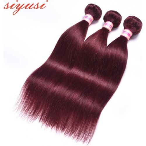 99j# Brazilian Straight Hair Bundles 3/4 Pcs Burgundy Bundles Deals Smooth Red Human Hair Weave Straight
