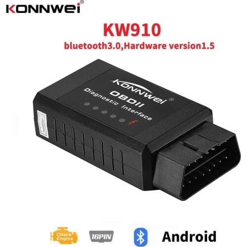 KW910 ELM327 Bluetooth OBD II Car Scanner Auto Diagnostic Interface OBDII Engine Code Reader Scan Tool for Android Free Upgrade