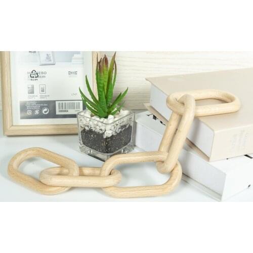 Wooden Chain Link Beech Wood Five-Link Chain Bohemian European And American Farmhouse Decoration DIY Fashion Custom Crafts