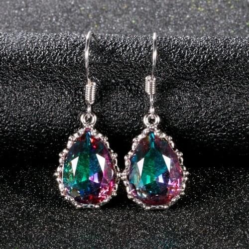 JK Fashion Vintage Pear Shape Drop Earring for Women Flower Setting Gorgeous Dance Party Lady Earring Accessories Gift