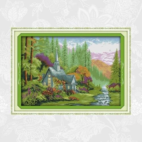 Joy sunday Forest hut Patterns 11CT 14CT Counted Printed on Canvas Cross Stitch Kits Home Decor Embroidery Needlework