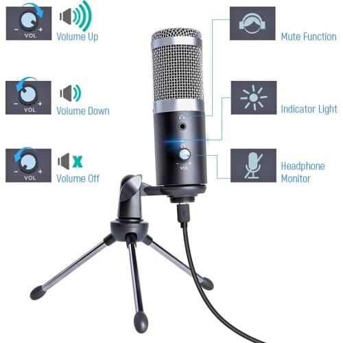 USB Condenser studio Microphone for PC Computer Recording Pro bm 800 Microphone karaoke meeting mic for YouTube live Gaming