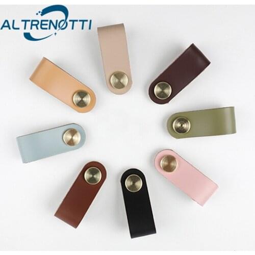 Leather Brass Furniture Cabinet Handle Modern Simple Colorful Drawer Wardrobe Knob Kitchen Cupboard Closet Door Pull Hardware