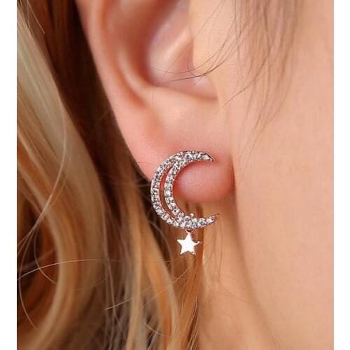 Creative Earrings Star Moon Earing Zircon Stud Earrings For Women Girls Brincos Earing Brinco Earring Oorbellen Earings Jewelry