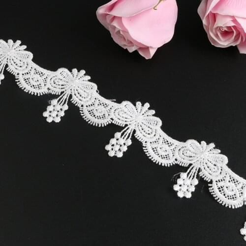 Lace Fabric Trim Flower Grape Embroidery Water Soluble 4.5cm Width DIY handmade Clothing jewelry accessories White 1 Yard/lot
