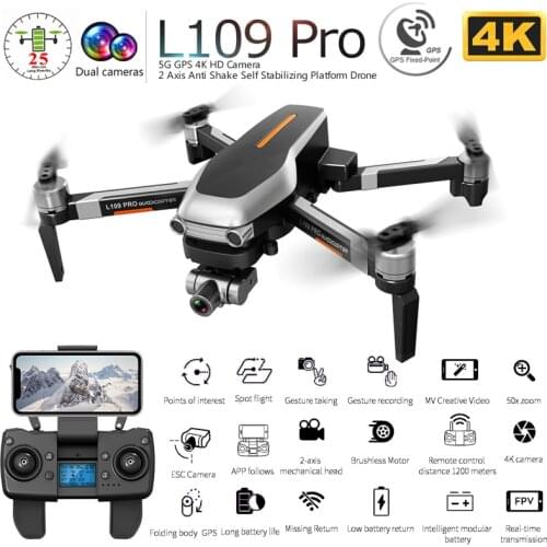 L109 PRO GPS Drone With 2-axis Gimbal Anti-shake Selfstabilizing Wifi FPV 4K Camera Brushless Quadcopter VS SG906 PRO F11 ZEN K1