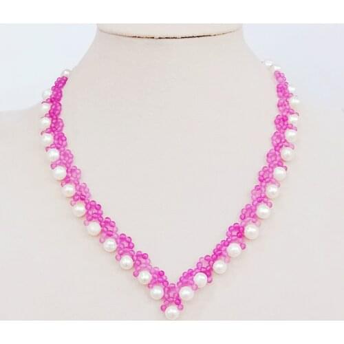 Lii Ji Real Pearl Choker Necklace Pink jades Women Jewelry Gift 45cm Magnet Clasp Stock sale Necklace