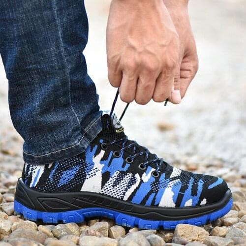 YSHUNIJ 2021 New Anti-smashing and anti-stab flying woven breathable steel toe steel-soled safety shoes for men