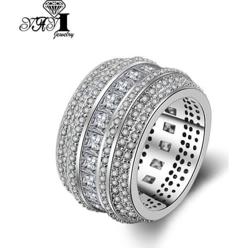 New YaYI Fine Jewelry Top Quality Princess Cut 300pcs+ Gemstone Moissanite Zirconia Silver Color Wedding Couples Copper Rings