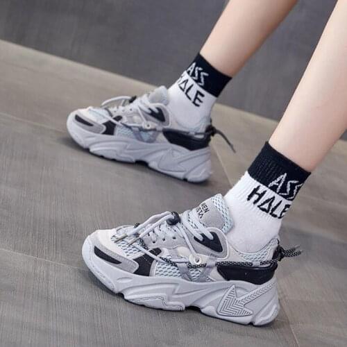 New PU Leather Women Chunky Sneakers Fashion Comfortable Breathable Running Shoes Fashion Street Style Mens Sports Shoes