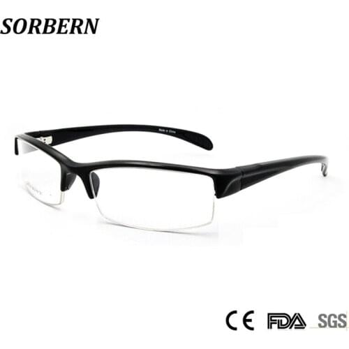 Sorbern TR90 Sports Optical Glasses Frame Men Half Rim Glasses Light Weight Square Spectacles Men Eyewear Frames