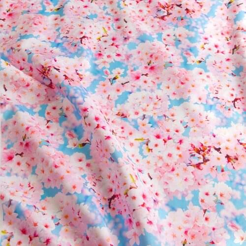 Half-Meter Japanese Digital Print Cotton Fabric Patchwork Fabrics Flower Sakura