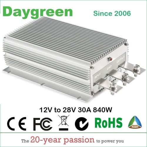 12V TO 28V 30A STEP UP DC DC CONVERTER 12VDC TO 28V DC 30AMP 20AMP 10 AMP 840Watt H30-12-28 Daygreen CE RoHS