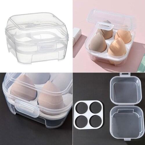 Transparent 4 Grids Travel Beauty Powder Puff Storage Box Makeup Egg Drying Case Portable Sponge Holder Container