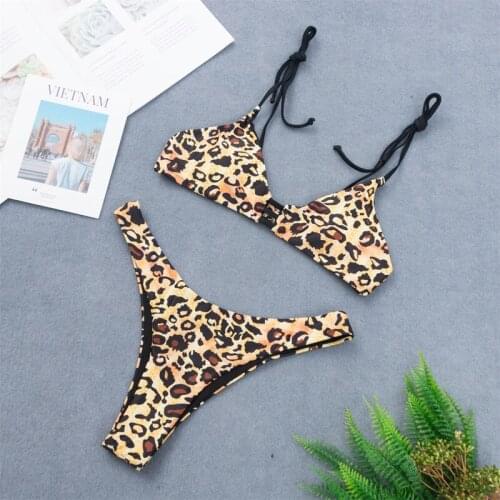 2021 Sexy Leopard Bikini Women Swimwear Female Swimsuit Two-Pieces Bikini Set Brazilian Biquini Mujer Bather Bathing Suit Swim