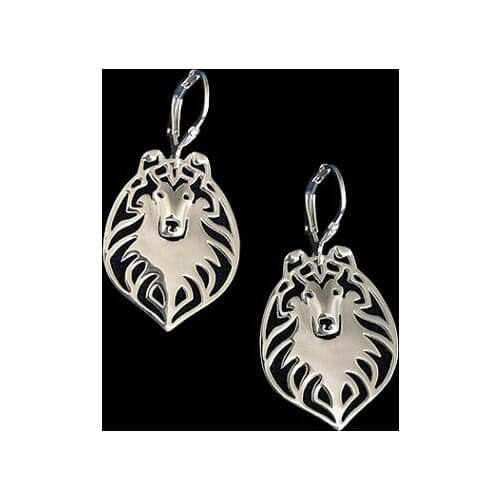 Wholesale Handmade Cartoon Alloy Rough Collie dog earring jewelry golden color plated mini dog Earring 12pair/lot