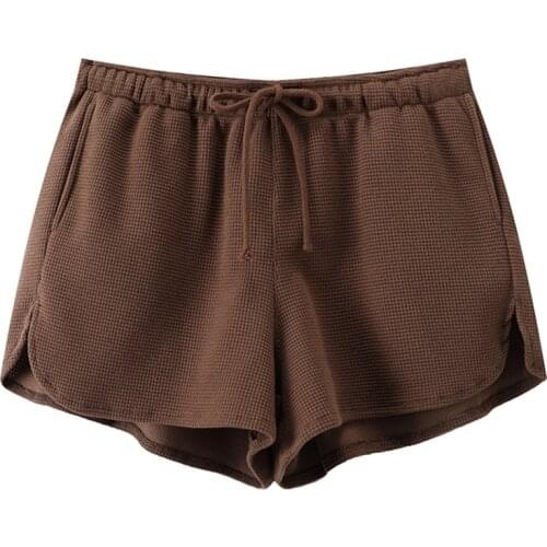 PUWD Girls Soft Cotton High Waist Shorts 2021 Summer Fashion Ladies Plaid Brown Casual Shorts Vintage Women Chic Bottoms