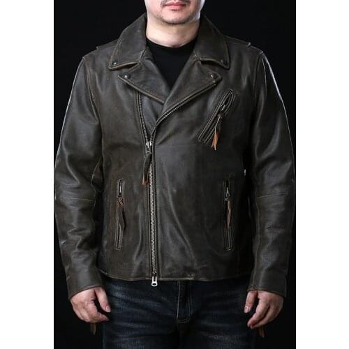 2060 Rock Can Roll Super Offer ! Read Description! Asian Size Genuine Cow Skin Leather Coat Mens Cowhide Casual Jacket