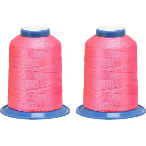 Uxcell Bonded Polyester Threads Extra-strong 1312 Yards 210D/0.32mm (Hot Pink, 2pcs)