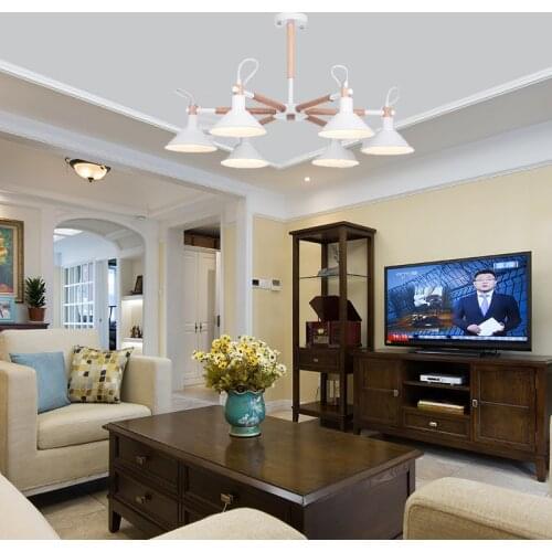 Modern nordic post-modern living room log creative trumpet chandelier E27 220V bedroom study hotel porch restaurant lamp