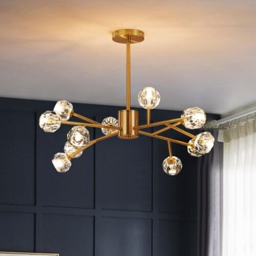 Nordic LED Chandeliers Lighting Modern Copper Chandeliers for Bedroom Living Dining Room Design Art Home Decor Lighting Fixture