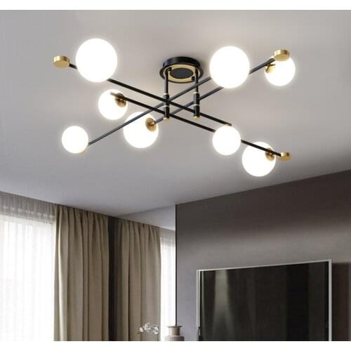 LED Modern Home Glass Ceiling Lamp Luxury Nordic Creative Personality Bedroom Living Room Restaurant G9 Creamy White Lights