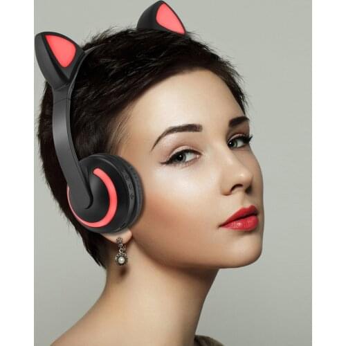 LED Light Cat Ears Wireless Bluetooth Headphones Flashing Stereo Glowing Music Headset Rabbit Ear Gaming Earphone With Mic