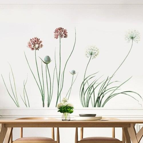 Fresh Plant Wall Stickers Flowers Home Decor DIY Murals Window Glass Bedroom Bathroom Decal