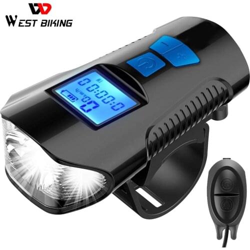USB Rechargeable Bike Front Light Flashlight Waterproof Bicycle Light with Bike Computer LCD Speedometer Cycling Head Light Horn
