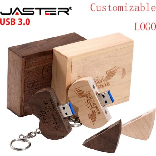 JASTER USB Flash drive 2 colors USB 3.0 External Storage thumb drive 4GB 8G 16GB 32GB 64GB wooden usb+box pendrive Custom Design