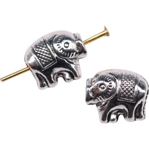 WYSIWYG 5pcs Elephant Beads DIY Jewelry Findings Accessories Charms Antique Gold Color 11x10mm