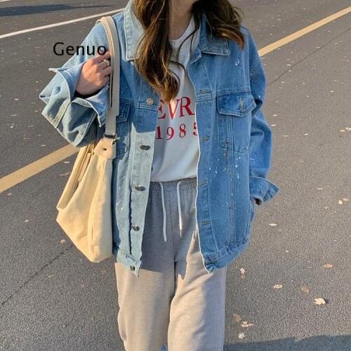 Womens Casual Jean Coats 2021 Autumn Women Loose Denim Jacket Loose Female Girls Outwear Denim Coats