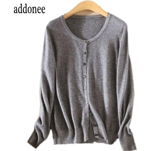 16 Color Cashmere Women Basic Cardigan O-Neck Sweater Spring Autumn Winter Female Long Sleeve Wool Knitted Solid Soft Fashion