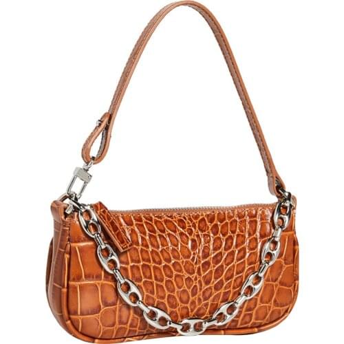 Women Retro Classic Chain Clutch Small Lightweight Faux Leather Handbag with Crocodile Pattern Shoulder Bag