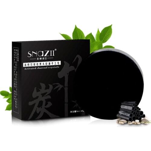 Ladies Black Bamboo Charcoal Whitening Handmade Soap Eliminating Blackhead Acne