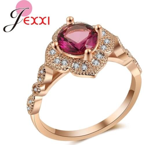 Romantic Elegant Wedding Anniversary Ring For Women Rose Gold Ring AAA Cubic Zirconia High Quality Fine Female Presents