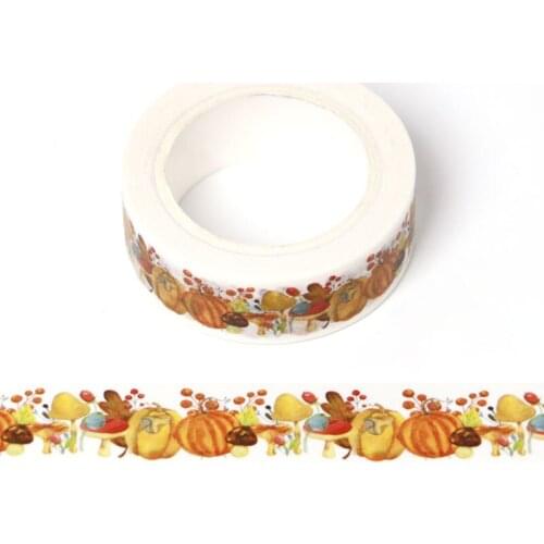 1PC 15mm*10m Thanksgiving Yellow pumpkin nuts mushroom cherry washi tape Decorative Tapes scrapbooking stationery masking tape