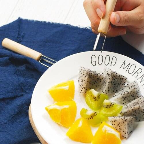 1pc BBQ Fork Fruit Fork Food Fork Corn Fruit Camping Picnic Party Multipurpose Kitchen Tools Wooden Handle For Home Kitchen Bar